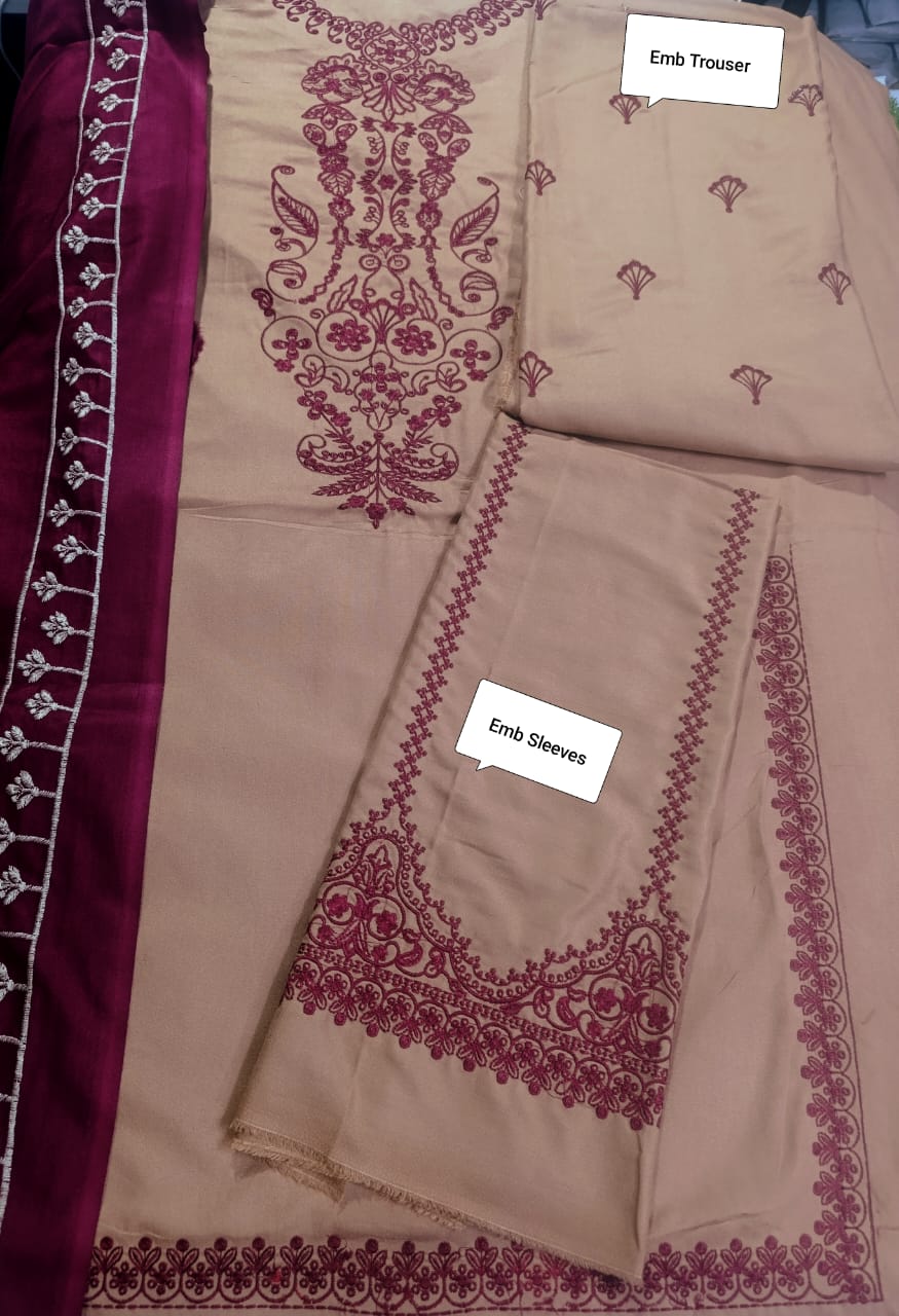 Baroque Embroidered Dhanak with wool shawl