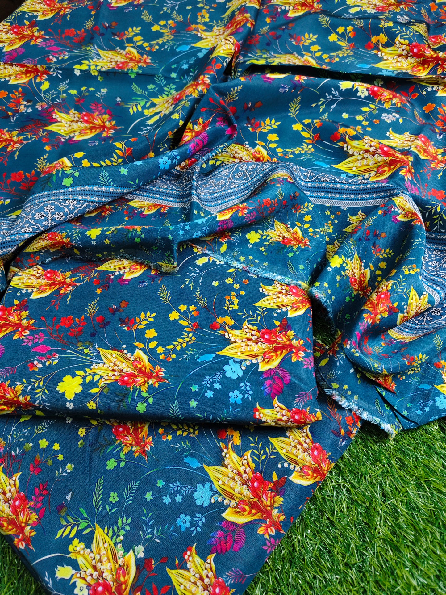 Viscose Floral Blue