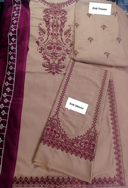 Baroque Embroidered Dhanak with wool shawl