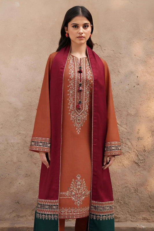 Jazmin Embroidered Dhanak with woolshawl