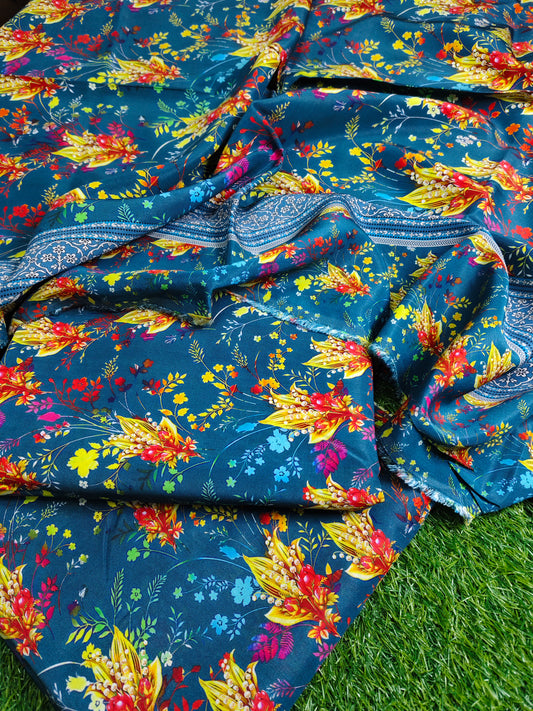 Viscose Floral Blue